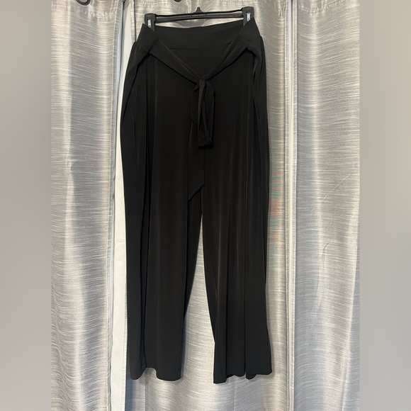 Lane Bryant Black Flowy Pants Wide Leg Pants Tie Waist Chic Office Pants - Picture 2 of 4